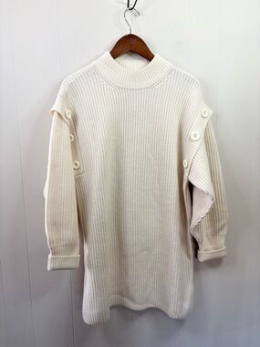 Notshy cashmere 100% wool knit chunky sweater dress cream size SM